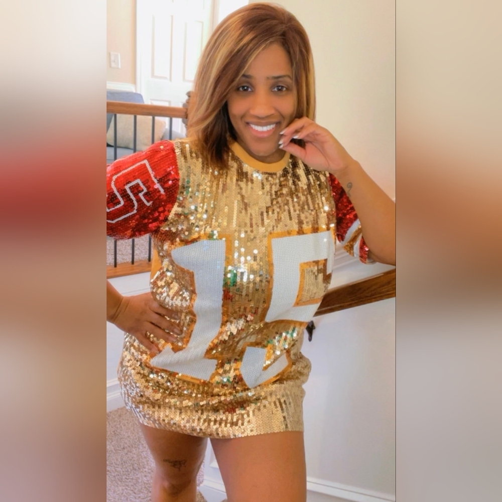 #15 Sequin Football Tshirt Dress